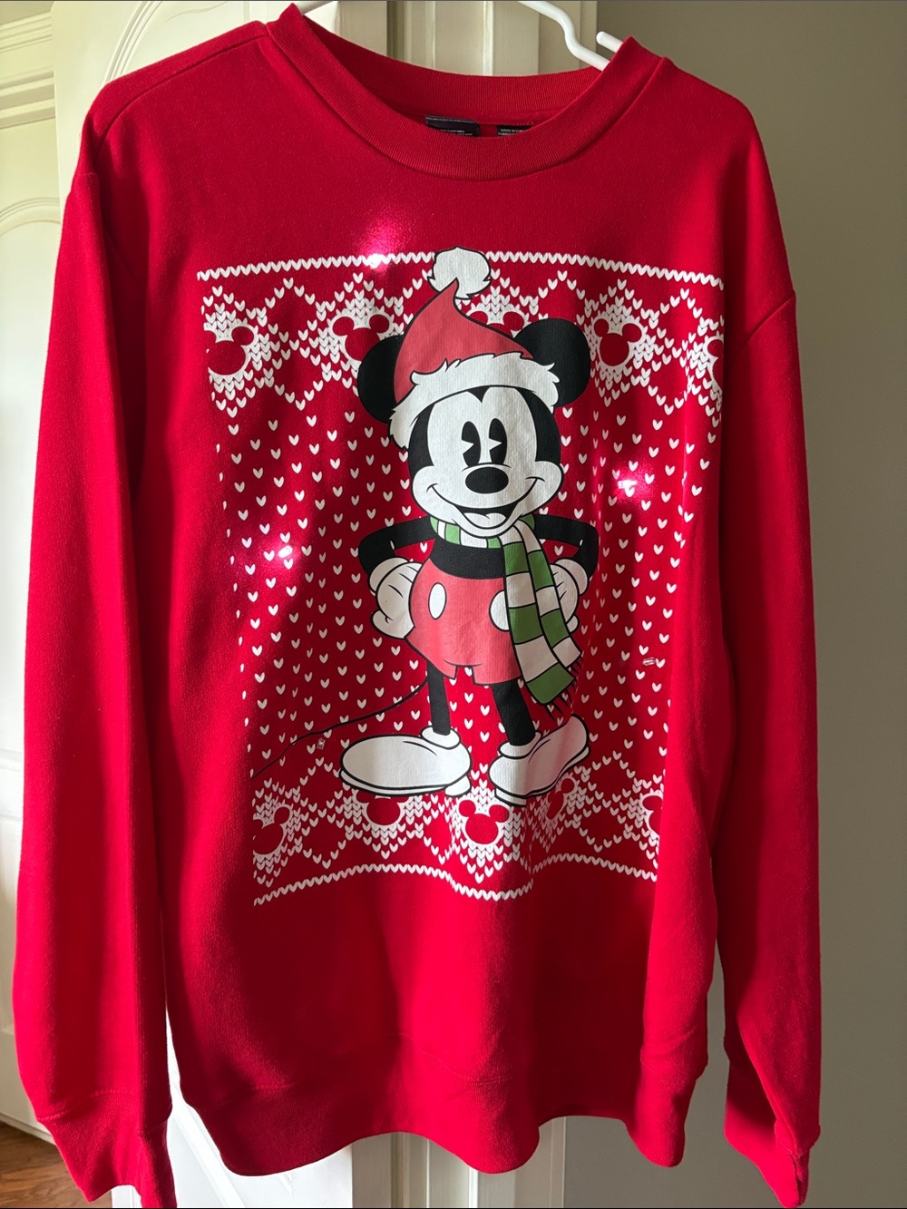 Red Mickey Mouse Holiday Sweatshirt